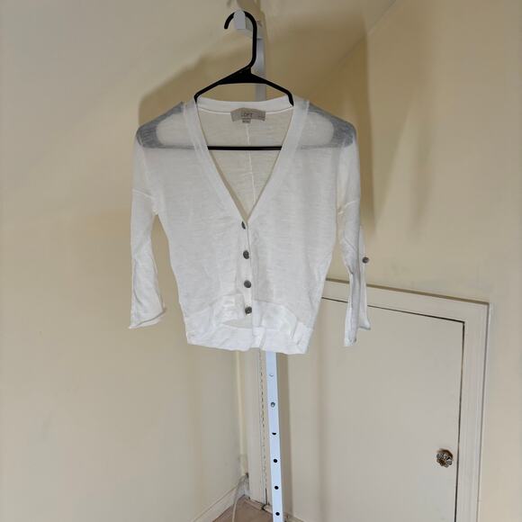 Loft EUC Women's Petite White Lightweight Cardigan Size XXSP - Picture 1 of 6